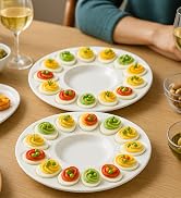 echomerx 10-inch ceramic deviled easter egg platter plate for party