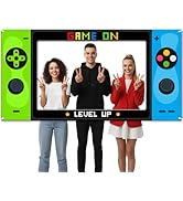 Video Game Party Decorations Large Gaming Console Birthday Photo Booth Props 73 x 37In Level Up F...