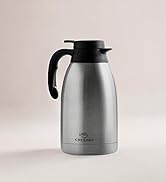 Cresimo stainless steel coffee carafe with a black handle on a neutral background.
