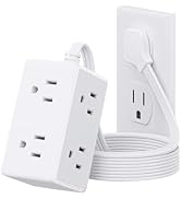 iMustech 6 Outlets Charging Ports Power Strip, 5Ft Flat Plug Extension Cord with Multiple Outlets...