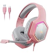EKSA E1000 V2 Gaming Headset, PC Headset with USB C Plug, Wired Headphones with Noise Canceling M...