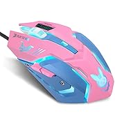 HXMJ Pink Wired USB Computer Mouse,7 Colors Backlit,Silent Buttons for MacBook,Computer PC,Laptop