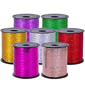 Curling Ribbon,7 Pack Crimped Curling Ribbon Metallic Balloon Ribbon Gift Wrap Ribbon Balloon Str...