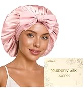 YANIBEST 22 Momme 100% Mulberry Silk Bonnet for Sleeping Women Double Layer Sleep Bonnet with Tie...