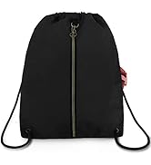 BeeGreen Black Drawstring Backpack with 3 Zipper Pocket and 2 Inside Pouch Drawstring bags Heavy ...