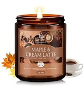 Fall Candle, Maple &amp; Cream Latte Scented Candles for Home, Natural Soy Autumn Candle Aromatherapy...
