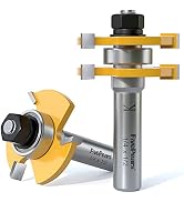FivePears Tongue and Groove Router Bit Set with 1/2" Shank,T Shape 3 Teeth Wood Milling Cutter Wo...