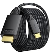 USB C to HDMI Cable 10ft Long, [Audio&Video Sync] 4K@30Hz 1080P@120Hz Type C to HDMI1.4 Cord for ...