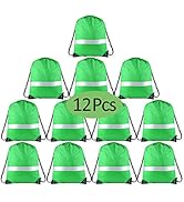 KUUQA 12 Pack Drawstring Backpack Bag with Reflective Strip, String Backpack Cinch Sack Bag Bulk ...