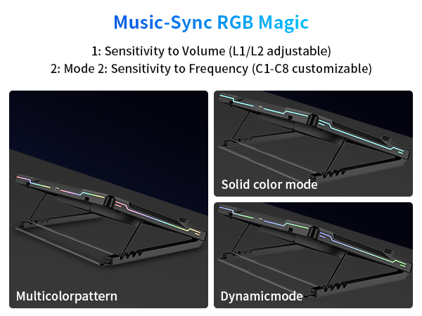 RGB lights dance to music: 2 modes - adjustable volume sync & customizable frequency sync