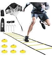 GHB Agility Ladder Speed Training Ladder Workout Ladder with 6 or 10 Cones 12 Rung 20ft with Resi...
