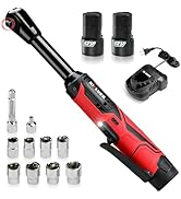 KITLUCK Cordless Electric Ratchet Wrench Set, 3/8" 12V Extended Power Ratchet Tool Kit, 41 Ft-Lbs...