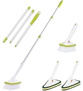 CQT 2 in 1 Bathroom Cleaning Brush with 48" Extendable Long Handle Detachable Scrub Brush with 2 ...