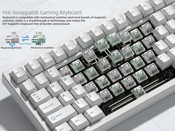 Keyboard Gaming 75% Hall Effec, Wireless Mechanical Keyboard Rapid Trigger Custom Magnetic Switch