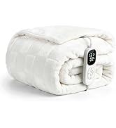 IUUI GentleSoft Heated Blanket- Checkered Electric Blanket (Cream, Throw 50" x 60")