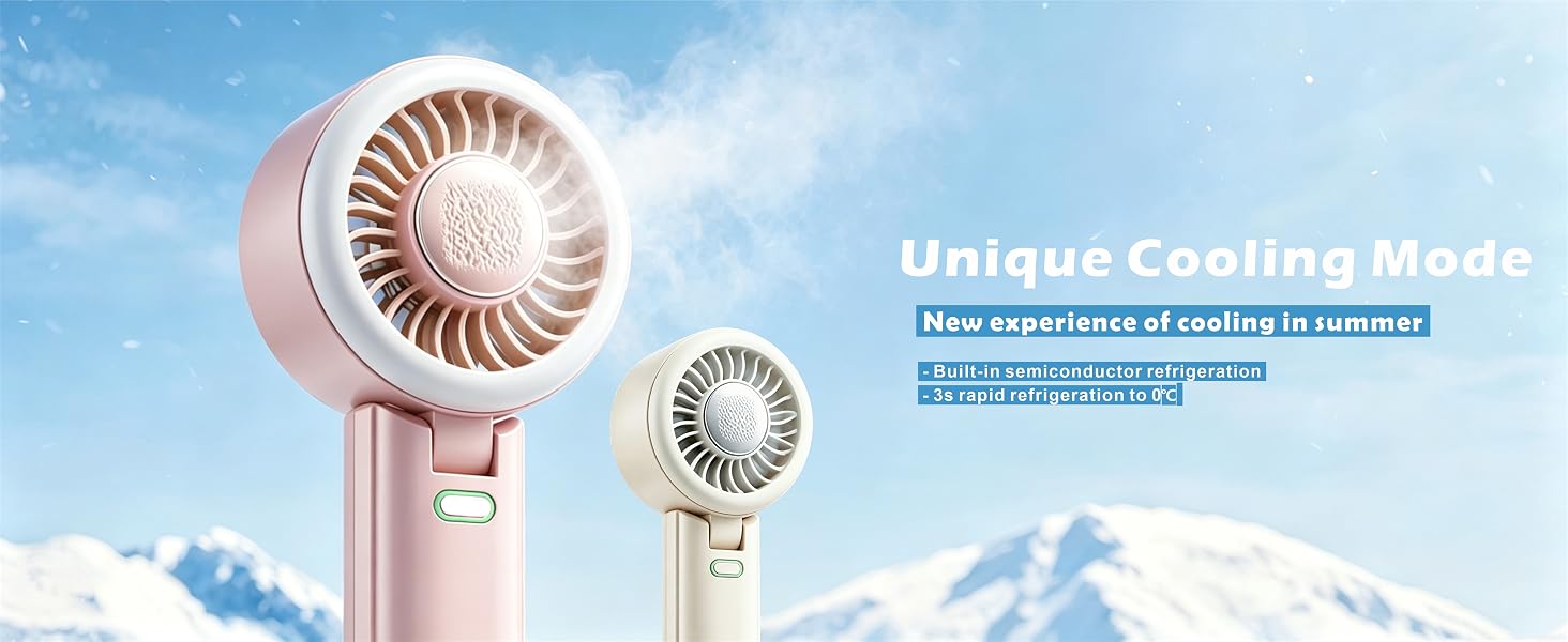 Portable Handheld Fan 5 Wind Speed Cooling Ice Compress Personal Fan with Hook