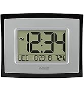 La Crosse Technology WT-8002U Digital Wall Clock, Silver, Black