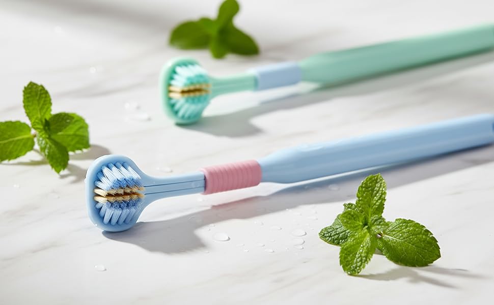 GOUDOGEDC 4 Pcs Random Color Three-Sided Toothbrush Soft Hair Toothbrush,