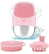 Aikertec Silicone Face Scrubber 3 Set,3 in 1 Facial Cleansing Brush,IPX7 Waterproof Face Wash Bru...