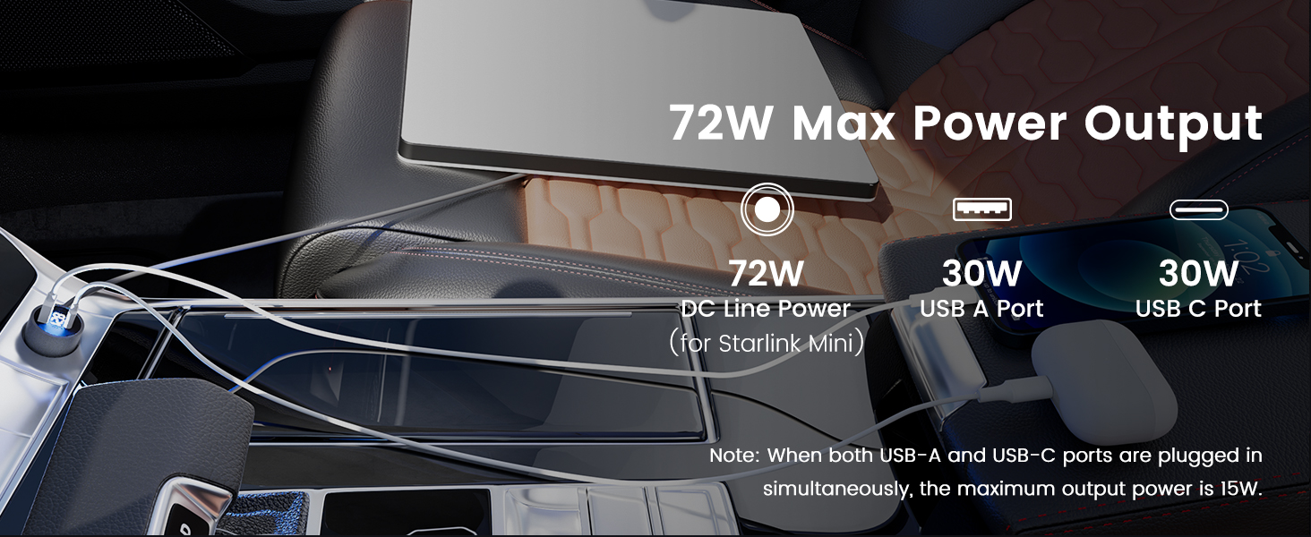 Starlink Mini Accessories 3 in 1 Car Charger DC Power Cable