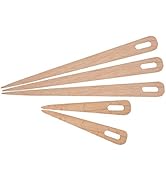 5 PCS Big Eye Knitting Needles, Wood Weaving Crochet Needle Hand Loom Stick Wooden Knitting Fork ...