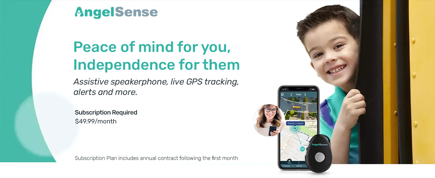 Angelsense GPS tracker for kids, gps for eldery, sos button, speakerphone, special needs autism