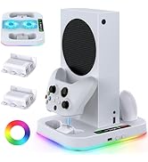 Cooling Stand for Xbox Series S with RGB Light, MENEEA Fast Charger Station with 2x1400mAH Batter...