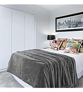 American Soft Linen Bedding Fleece Blanket Queen Size 85x90 inch Oversized Plush Fuzzy Cozy Soft ...