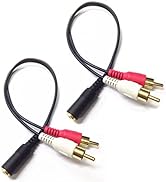 CERRXIAN 0.2m Gold 3.5mm Female Stereo Jack to 2 RCA Plug AUX Auxiliary Headphone Adapter Audio Y...