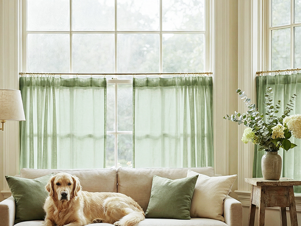 Small Curtains for Living Room Faux Linen Light Filtering Window Tiers for Bedroom Bathroom