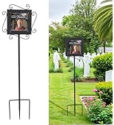 Memorial Garden Stake with Photo Stand 28 x 9.3'' Personalized Cemetery Markers for Graves Pet Me...