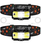 MIOISY Headlamp Rechargeable,1200 Lumen Ultra Bright LED Head Lamp Flashlight with White Red Ligh...