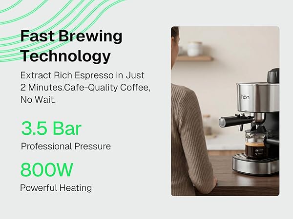 HBN Espresso Machine, 3.5Bar Espresso and Cappuccino Maker