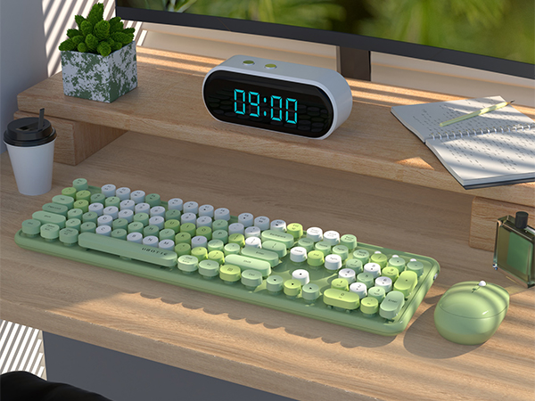 green colorful keyboard and mouse