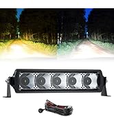 4WDKING 12 Inch Dual-Color LED Light Bar, 90W Super Bright Spot Lights with Wiring Harness Kit, S...