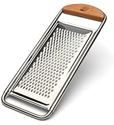 Kings County Tools Stainless Steel Flat Fine Kitchen Grater | Cherrywood Handle | 12" Long x 4.75...
