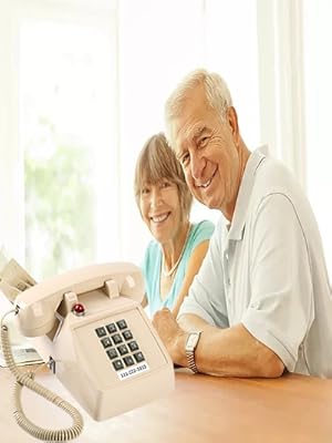 Retro Corded Desk Phone, Classic 2500 Analog phone Beige Desk Phone