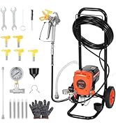 VEVOR Stand Airless Paint Sprayer, 900W, 3300PSI High Pressure Airless Sprayer with Cart, Cleanin...