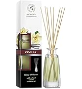 Reed Diffuser with Natural Essential Oil Vanilla 3.4 Fl Oz (100ml) - Scented Reed Diffuser - Non ...