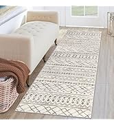 KUTA Moroccan Runner Rug 2x6 Non-Slip Vintage Beige Boho Hallway Kitchen Rugs Ultra Soft Print Di...