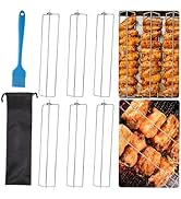 6 Pack Wing Rails for Grilling Chicken Wings, PEOUWNES Wing Rails for Chicken Wings Flat Chicken ...