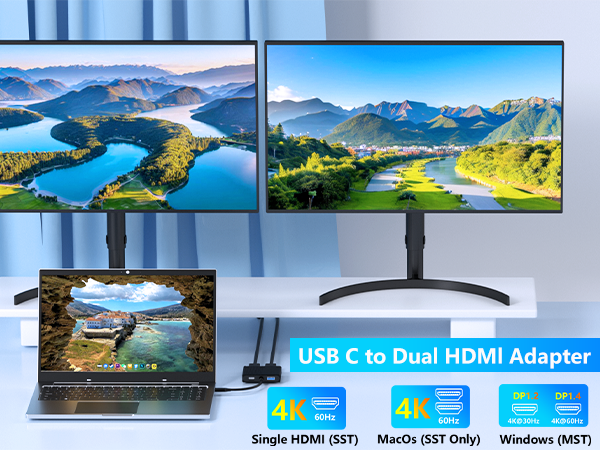 Dual HDMI Adapter for 2 Monitors