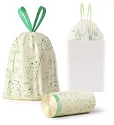 4 Gallon Trash Bags Drawstring, Colorful &amp; Portable Small Trash Bags with Cats &amp; mice Printed, Te...
