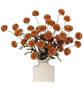DuHouse 6pcs Artificial Flowers Faux Silk Pompon Mum,Silk Small Mini Chrysanthemum Ball with Stem...