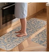 Washable Kitchen Rugs and Mats Set of 2,17x48 + 17x24 Inch, Boho Natural Style,asy Clean Absorben...