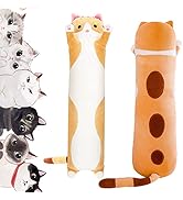 Cat Soft Pillow Plush Long Throw Sleeping Pillow Cotton Kitten Pillow Cuddly Stuffed Cute Plush D...