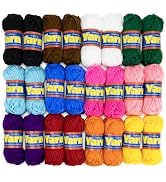 Hygloss Assorted Acrylic Yarn Set - 24 Mini Colorful Skeins - Crochet Yarn for Crocheting &amp; Knitt...