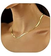 DEARMAY 14K Gold Filled Chain Necklace for Women Dainty Gold Herringbone Choker Necklaces for Wom...