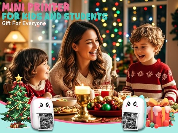 Mini Sticker Printer 10 Rolls Paper Thermal Portable Sticker Maker, Bluetooth Inkless Printers