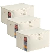 Vailando 3-Pack Large Canvas Comforter Storage Bags for Clothes Sweater Clothes Organizer with Du...